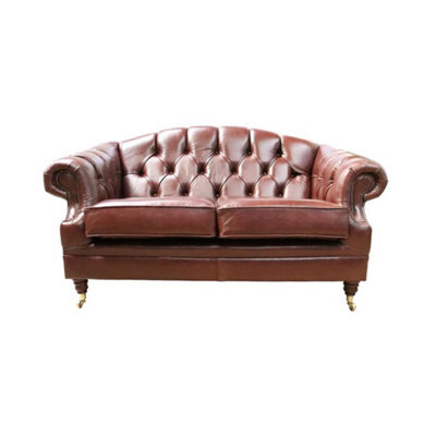 Chesterfield Handmade 2 Seater Sofa Settee Old English Hazel Leather Victoria In Style - image 1