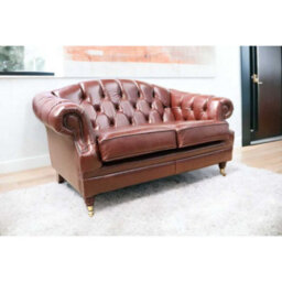 Chesterfield Handmade 2 Seater Sofa Settee Old English Hazel Leather Victoria In Style - thumbnail 4