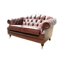 Chesterfield Handmade 2 Seater Sofa Settee Old English Hazel Leather Victoria In Style - thumbnail 3