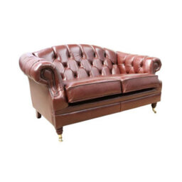 Chesterfield Handmade 2 Seater Sofa Settee Old English Hazel Leather Victoria In Style - thumbnail 6