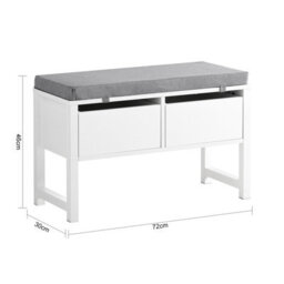 Sobuy Fsr88-W, Hallway Bedroom Bench Shoe Bench With Seat Cushion And 2 Drawers,white,w71.8Xd30Xh45 - thumbnail 3
