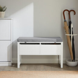 Sobuy Fsr88-W, Hallway Bedroom Bench Shoe Bench With Seat Cushion And 2 Drawers,white,w71.8Xd30Xh45 - thumbnail 2