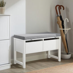 Sobuy Fsr88-W, Hallway Bedroom Bench Shoe Bench With Seat Cushion And 2 Drawers,white,w71.8Xd30Xh45 - thumbnail 8