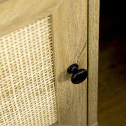 Homcom Nightstand, Rattan Bedside Table W/ Cabinet, Shelf, Natural - thumbnail 9