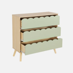 Sweeek - Wood-Effect Children's Chest Of 3 Drawers Green 80X30X79 Cm - Azur - thumbnail 3
