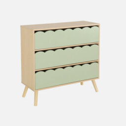 Sweeek - Wood-Effect Children's Chest Of 3 Drawers Green 80X30X79 Cm - Azur