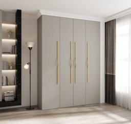 Arte Elegant Cashmere Como Ii Hinged Door Wardrobe H2460mm W1800mm D500mm, Four Doors, Sixteen Shelves, Two Hanging Rails, Gold Handles - thumbnail 2