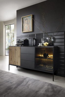 Arte Sento Display Sideboard Cabinet (H)830mm (W)1540mm (D)390mm With Drawers And Led Lighting - image 1