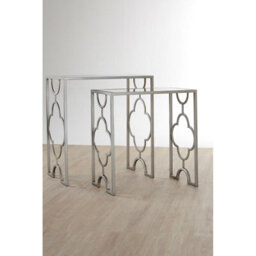 Orsina Set Of Two Merlin Silver Leaf Side Tables - thumbnail 2