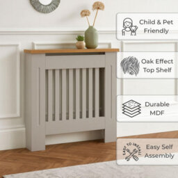 Neo Small Grey Decorative Wooden Radiator Cover - thumbnail 3