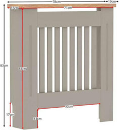Neo Small Grey Decorative Wooden Radiator Cover - thumbnail 7