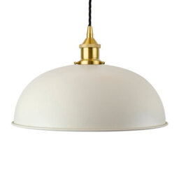 Clay White Worcester Painted Dome Pendant Light With Polished Brass Lamp Holder And Black Twisted Cable - Se Home - thumbnail 1