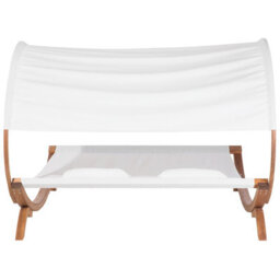 Beliani Sun Lounger With Cushion Teramo Larch Wood Off-White - thumbnail 8