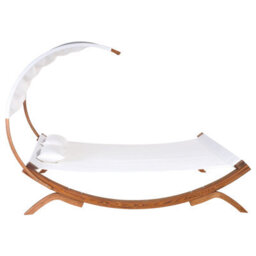 Beliani Sun Lounger With Cushion Teramo Larch Wood Off-White - thumbnail 5