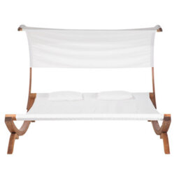 Beliani Sun Lounger With Cushion Teramo Larch Wood Off-White - thumbnail 7