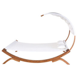 Beliani Sun Lounger With Cushion Teramo Larch Wood Off-White - thumbnail 6