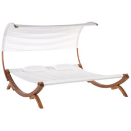 Beliani Sun Lounger With Cushion Teramo Larch Wood Off-White