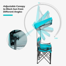 Costway Double Sunshade Folding Chairs 2-Person Camping Fishing Chairs-Turquoise - thumbnail 7