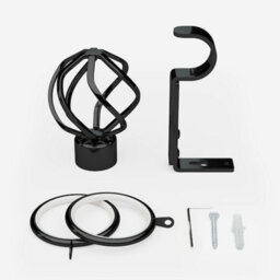 Black Nickel 28mm Cage Fixed Length Metal Curtain Pole  125Cm - thumbnail 3