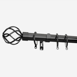 Black Nickel 28mm Cage Fixed Length Metal Curtain Pole  125Cm - thumbnail 2