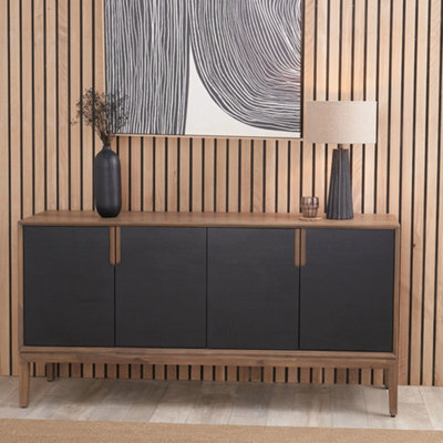 Pacific Lifestyle 4 Door Black And Natural Acacia Wood Sideboard - image 1