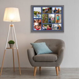 AK Frames 20X16 Dark Grey Sleek Multi Photo Frame With Blue Mount - Holds 9 Apertures (2X) 7X5, (7X) 6X4 Photos - thumbnail 3