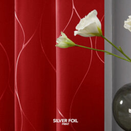 Deconovo Eyelet Curtains, Thermal Wave Line Foil Printed Blackout Material Curtains For Bedroom, 66 X 72 Inch, Red, 2 Panels - thumbnail 4