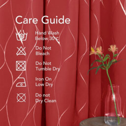 Deconovo Eyelet Curtains, Thermal Wave Line Foil Printed Blackout Material Curtains For Bedroom, 66 X 72 Inch, Red, 2 Panels - thumbnail 7