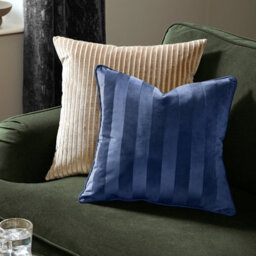 Paoletti Regency Stripe Velvet Polyester Filled Cushion, Midnight, 45 X 45Cm - thumbnail 1