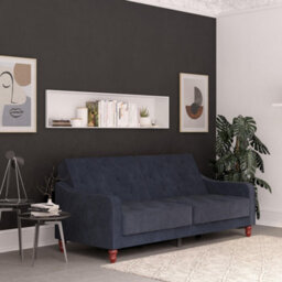 Novogratz Vintage Tufted Sofa Bed In Velvet Blue - thumbnail 6