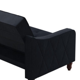 Novogratz Vintage Tufted Sofa Bed In Velvet Blue - thumbnail 3