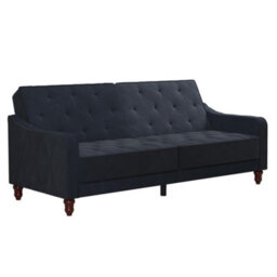 Novogratz Vintage Tufted Sofa Bed In Velvet Blue - thumbnail 2