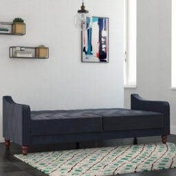 Novogratz Dorel Home Vintage Tufted Sofa Bed In Velvet Blue - thumbnail 9
