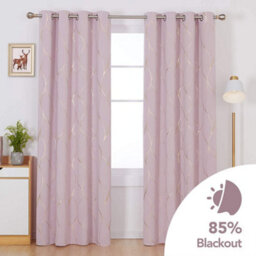Deconovo Eyelet Blackout Curtains, Gold Wave Foil Printed Curtains, Thermal Curtains For Living Room, 52 X 84 Inch, Black, 1 Pair - thumbnail 5