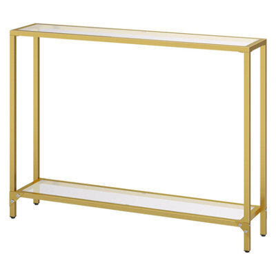 Pirlo Plush Industrial 2 Tier Entryway Hallway Console Table With Tempered Glass Top - image 1