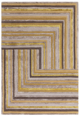Gold Striped Wool Handmade Luxurious Modern ,abstract Optical/ (3D) Rug Easy To Clean Living Room And Bedroom-200Cm X 290Cm - image 1