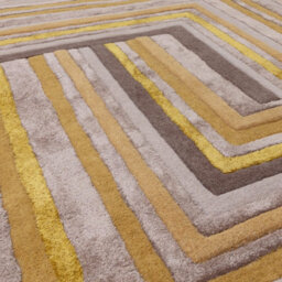 Gold Striped Wool Handmade Luxurious Modern ,abstract Optical/ (3D) Rug Easy To Clean Living Room And Bedroom-200Cm X 290Cm - thumbnail 2
