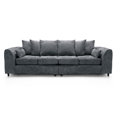 Abakus Direct Harriet Crushed Chenille 4 Seater Sofa In Dark Grey - image 1