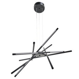Wyld and Coco Novalume Black Geometric Led Pendant Lamp With Remote Dimmer, Large Sculptural Iron Frame, Integrated Leds, 80Cm. - thumbnail 1