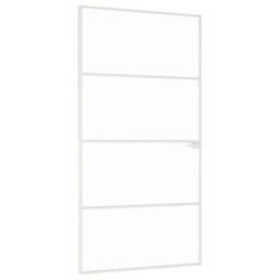 Berkfield Interior Door White 102X201.5 Cm Tempered Glass&aluminium Slim - thumbnail 2