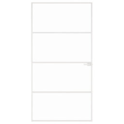 Berkfield Interior Door White 102X201.5 Cm Tempered Glass&aluminium Slim - thumbnail 3