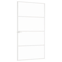 Berkfield Interior Door White 102X201.5 Cm Tempered Glass&aluminium Slim - thumbnail 4