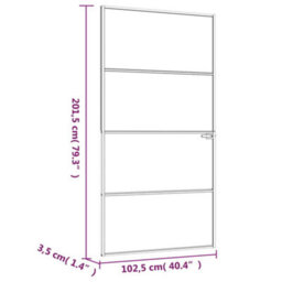 Berkfield Interior Door White 102X201.5 Cm Tempered Glass&aluminium Slim - thumbnail 8