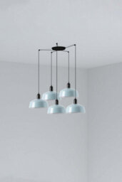 Luminosa Lighting Luminosa Tatawin Medium Cluster Pendant Ceiling Light Satin Black, Gloss Grayish Blue 5X E27
