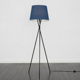 Valuelights Camden Black Tripod Floor Lamp With Navy Tapered Shade And Bulb - thumbnail 4