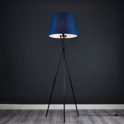 Valuelights Camden Black Tripod Floor Lamp With Navy Tapered Shade And Bulb - thumbnail 2