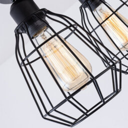 Harper Living Caged Ceiling Light, 3 Lights E27 Cap, Black Vintage Finish, Led Compatible - thumbnail 7