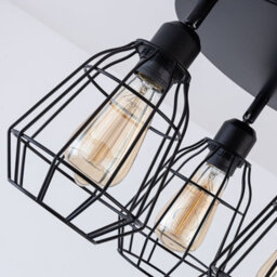 Harper Living Caged Ceiling Light, 3 Lights E27 Cap, Black Vintage Finish, Led Compatible - thumbnail 2