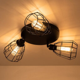 Harper Living Caged Ceiling Light, 3 Lights E27 Cap, Black Vintage Finish, Led Compatible - thumbnail 5