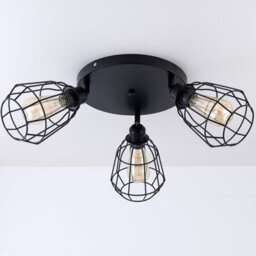 Harper Living Caged Ceiling Light, 3 Lights E27 Cap, Black Vintage Finish, Led Compatible - thumbnail 4